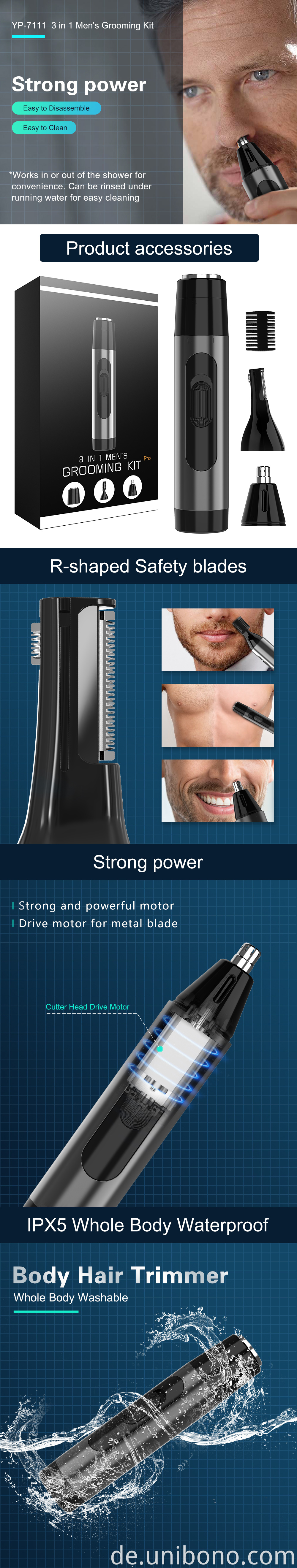 Pop Trend 3 in1 Safety Smooth Surface Rechargeable Travel Portable Electric Shaver For Men